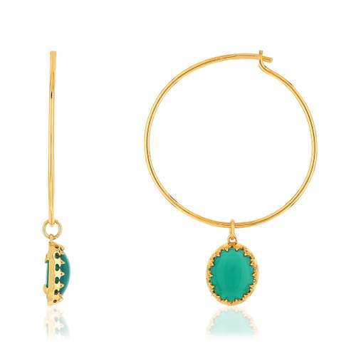 Boucles d'oreilles dorées agates vertes