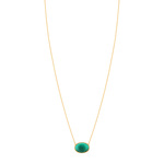 Collier doré agate verte 55 cm - vue 1