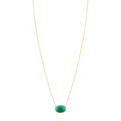 Green agate gold necklace 55 cm