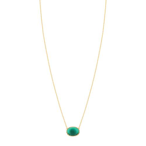 Collier doré agate verte 55 cm