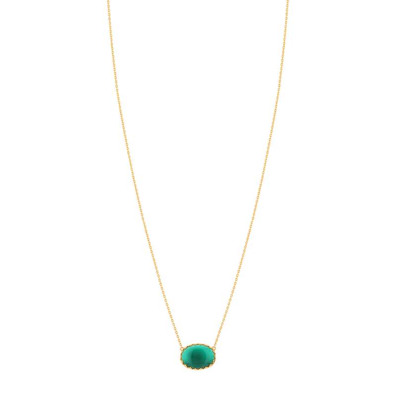 Gouden ketting met groene agaat, 55 cm - afbeelding 1