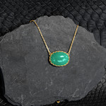 Collier doré agate verte 55 cm - vue porté 1