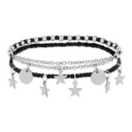 Bracelet acier perles imitation noires