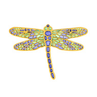 Broche plaqué or libellule laque