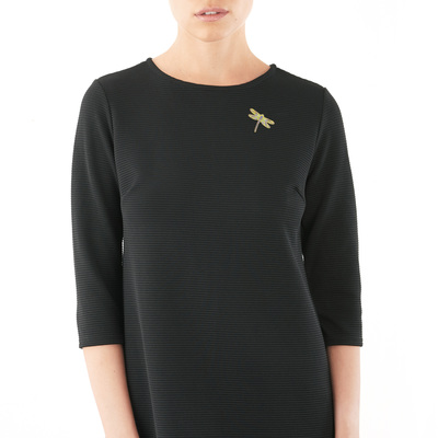 Broche plaqué or libellule laque - vue Vporté 1