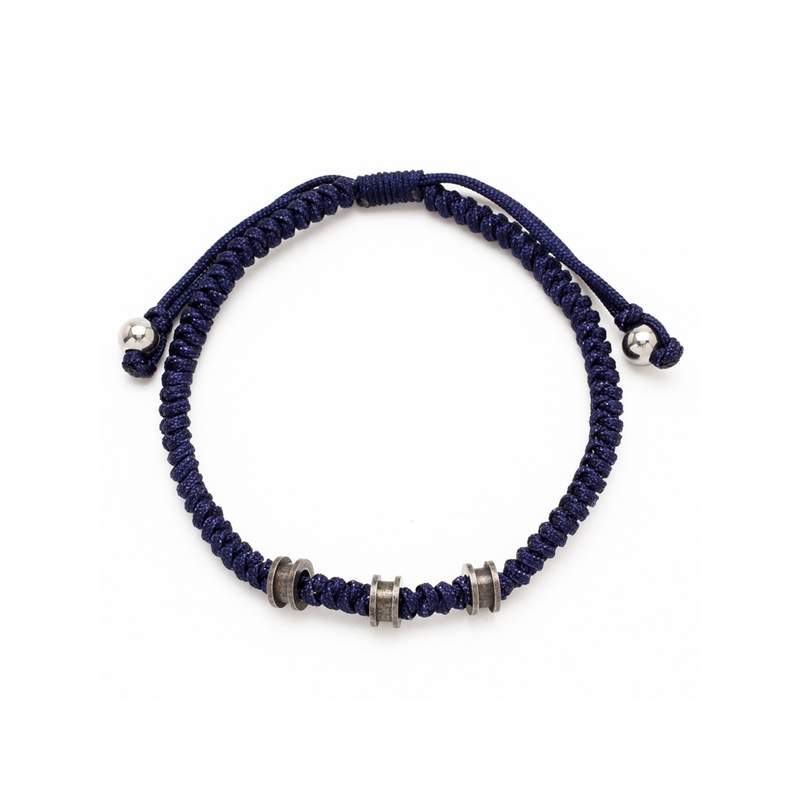 Bracelet cordon bleu marine - vue 1
