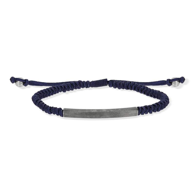 Bracelet cordon tressé bleu marine - vue 1