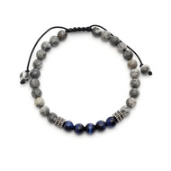 Bracelet pierres naturelles grises et bleues
