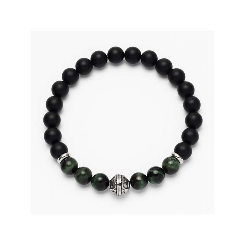 Bracelet pierres naturelles vertes et noires - vue 1