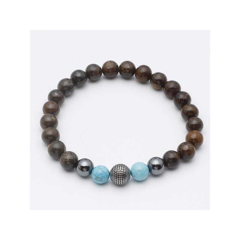 Bracelet hématites et turquoises. - vue 1