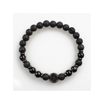 Bracelet agates noires et pierres de lave - vue 1