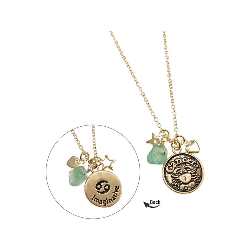 Collier laiton dore cancer - vue 1