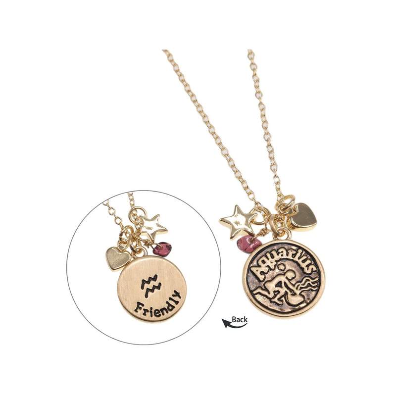 Gold-plated brass Aquarius necklace with Grenet pendants, 48 cm - view 1