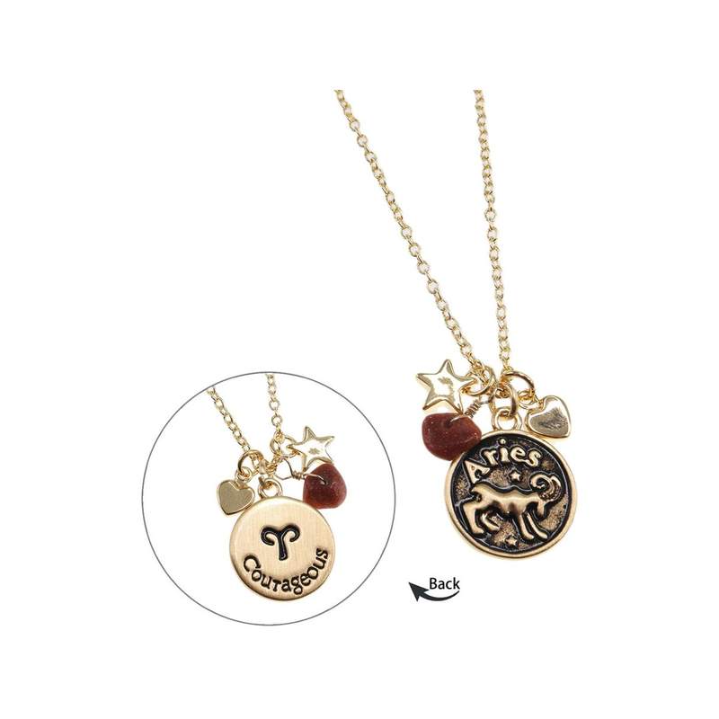 Collier laiton dore bélier - vue 1