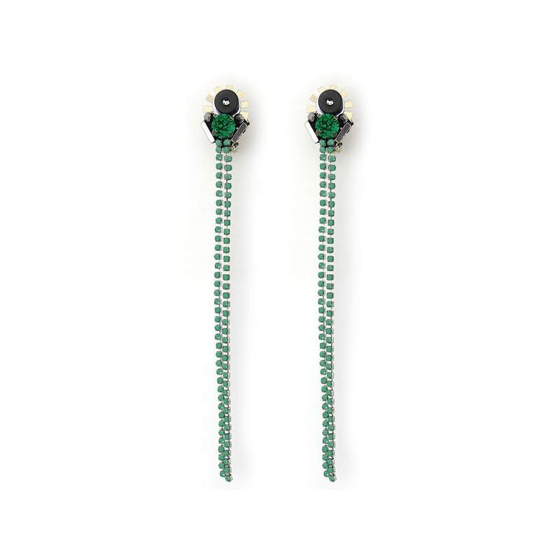 Clips d'oreilles fantaisie verts - vue 1
