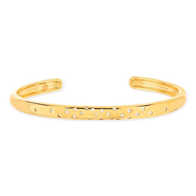 Bracelet plaqué or jaune zirconias 58 mm - vue 1