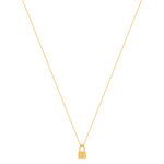 Collier plaqué or jaune, motif cadenas zirconia 45 cm - vue 2