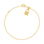 Bracelet plaqué or jaune motif cadenas, zirconia 18 cm - vue 1