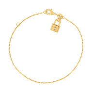 Bracelet plaqué or jaune motif cadenas, zirconia 18 cm