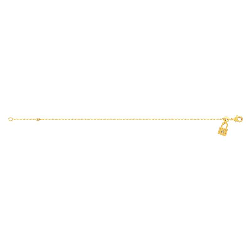 Bracelet plaqué or jaune motif cadenas, zirconia 18 cm - vue 2