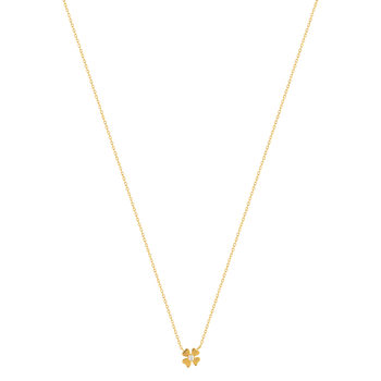 Collier plaqué or jaune, motif fleur zirconia 45 cm