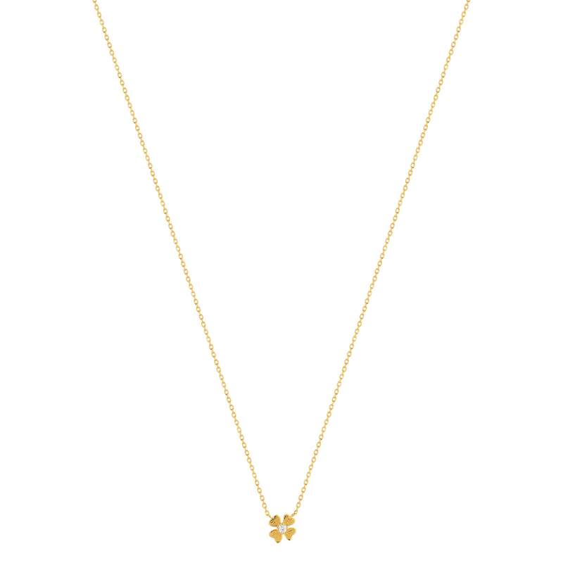 Collier plaqué or jaune, motif fleur zirconia 45 cm - vue 2