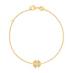 Bracelet plaqué or jaune, motif fleur zirconia 18 cm - vue 1