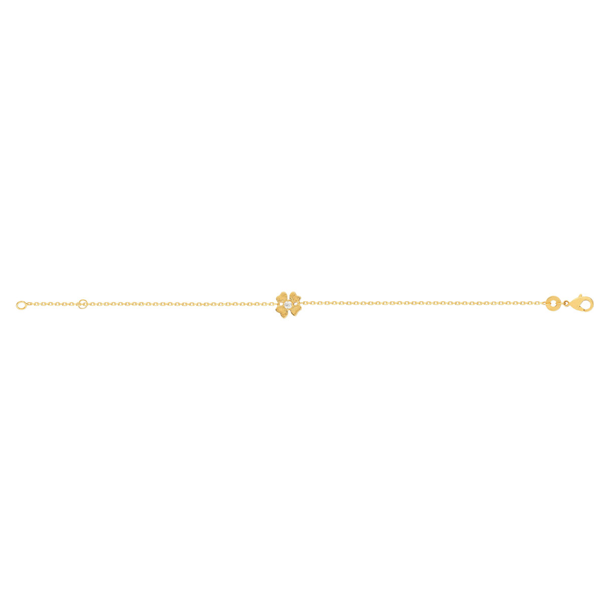 Geelgouden armband, zirkonia bloemmotief 18 cm - bekijk 2