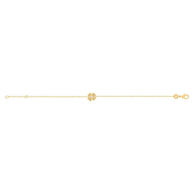 Bracelet plaqué or jaune, motif fleur zirconia 18 cm - vue 2