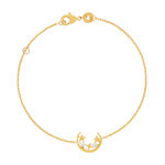 Bracelet plaqué or jaune motif lune et étoiles zirconias 18 cm - vue 1