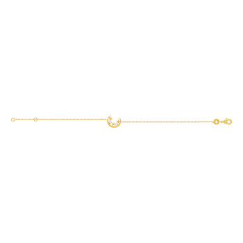 Bracelet plaqué or jaune motif lune et étoiles zirconias 18 cm