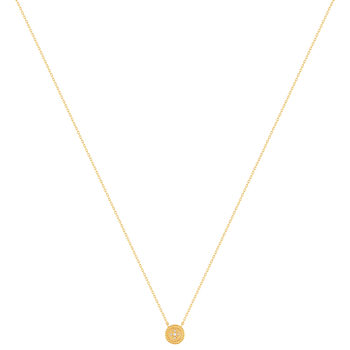 Necklace yellow gold plated medallion beaded zirconias 45 cm