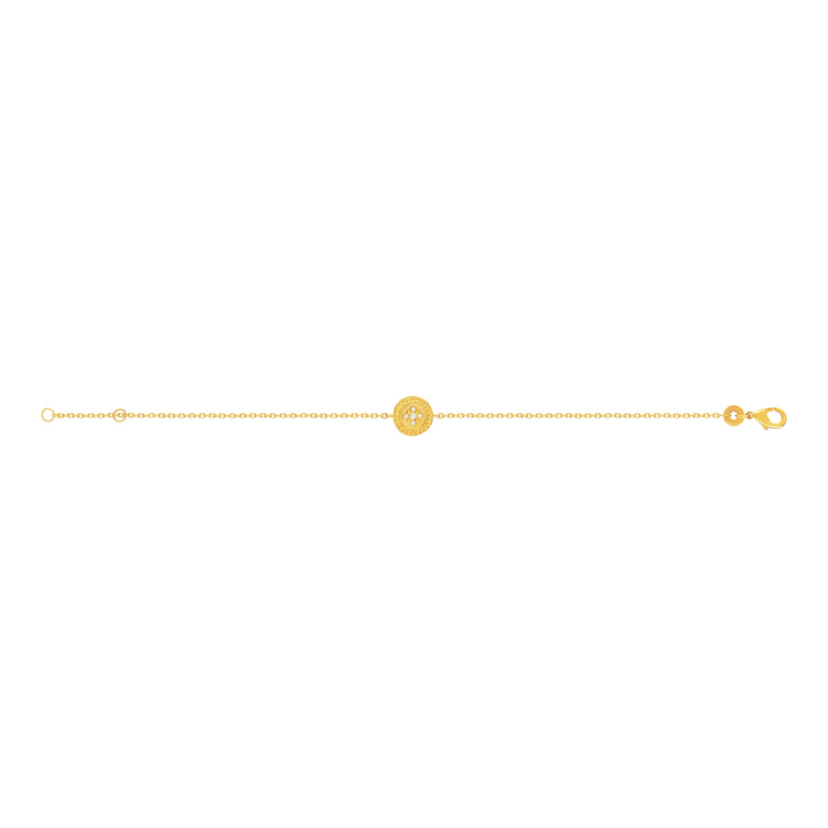 Bracelet plaqué or jaune médaillon perlé zirconias 18 cm - vue 2