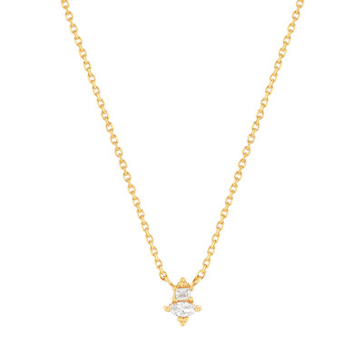 Collier plaqué or jaune, zirconias 45 cm - vue 1