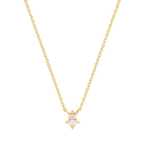 Collier plaqué or jaune, zirconias 45 cm