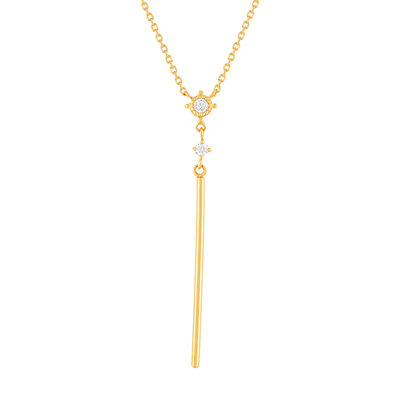 Collier plaqué or jaune, zirconias 45 cm - vue 1