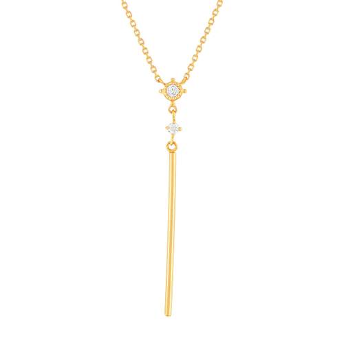 Geel vergulde ketting, zirkonia's 45 cm