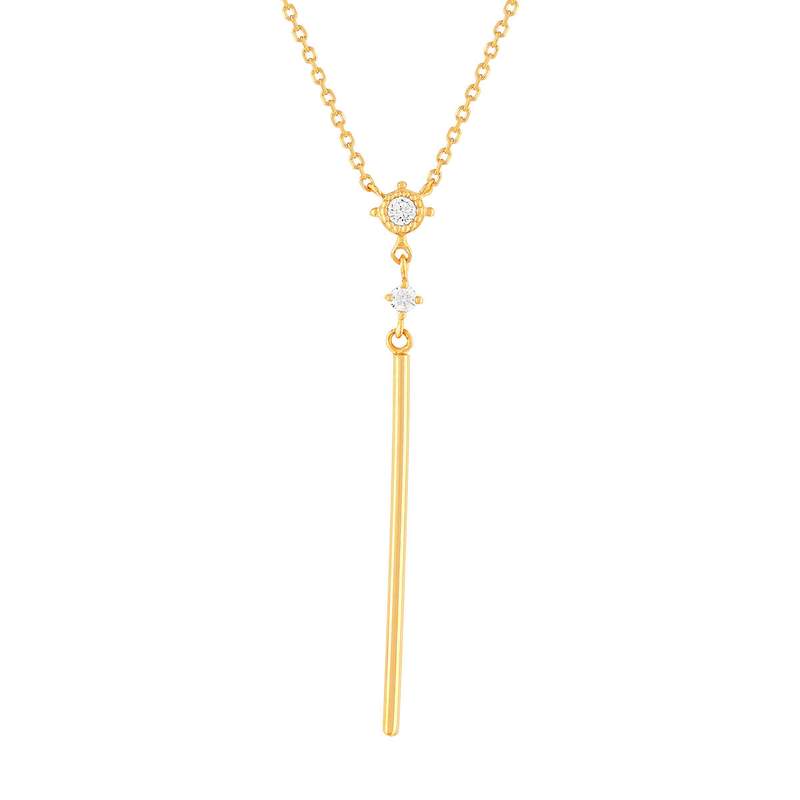 Collier plaqué or jaune, zirconias 45 cm - vue 1