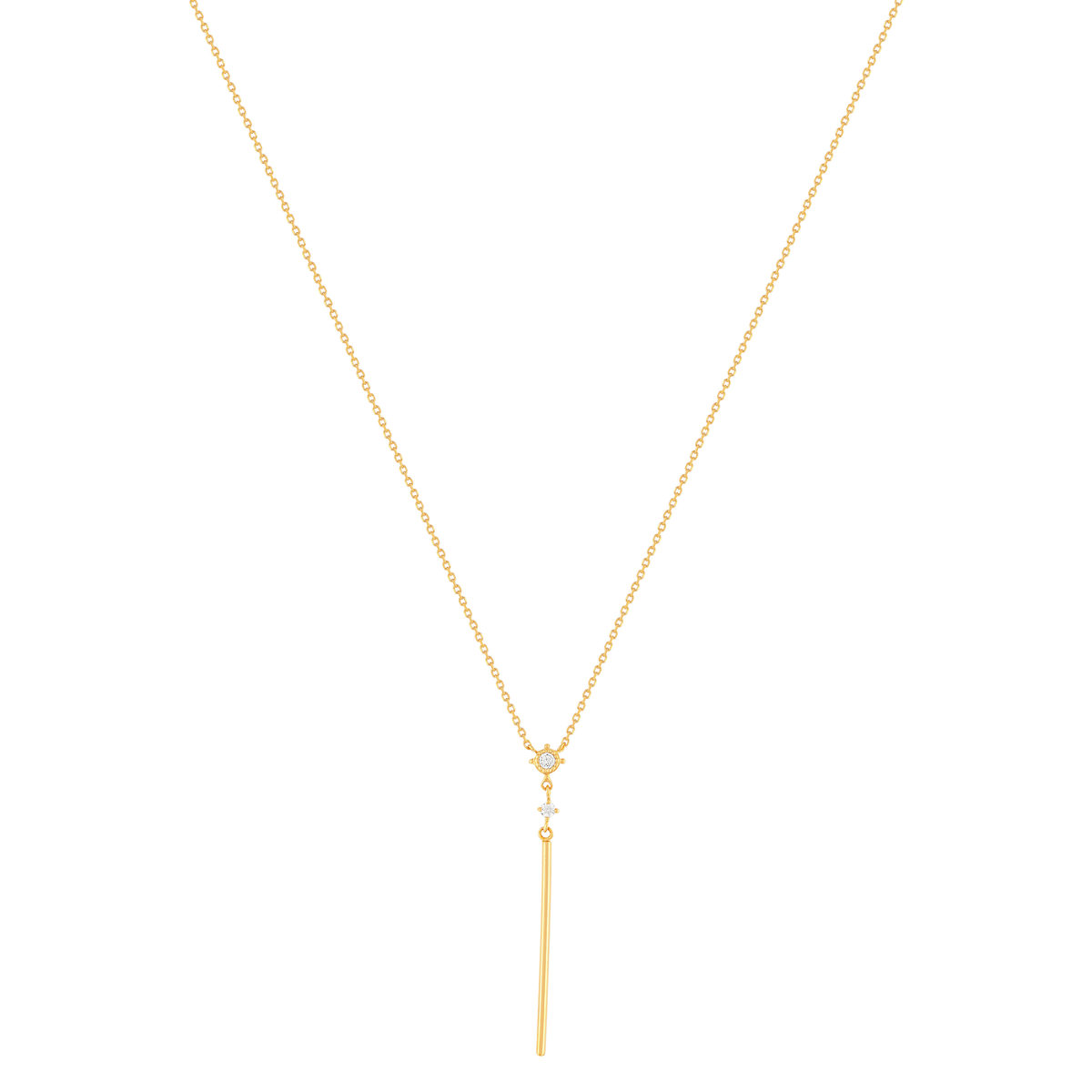 Collier plaqué or jaune, zirconias 45 cm - vue 2