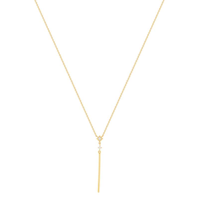 Collier plaqué or jaune, zirconias 45 cm - vue 2