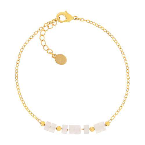 Bracelet plaqué or jaune quartz rose 16 à 18 cm