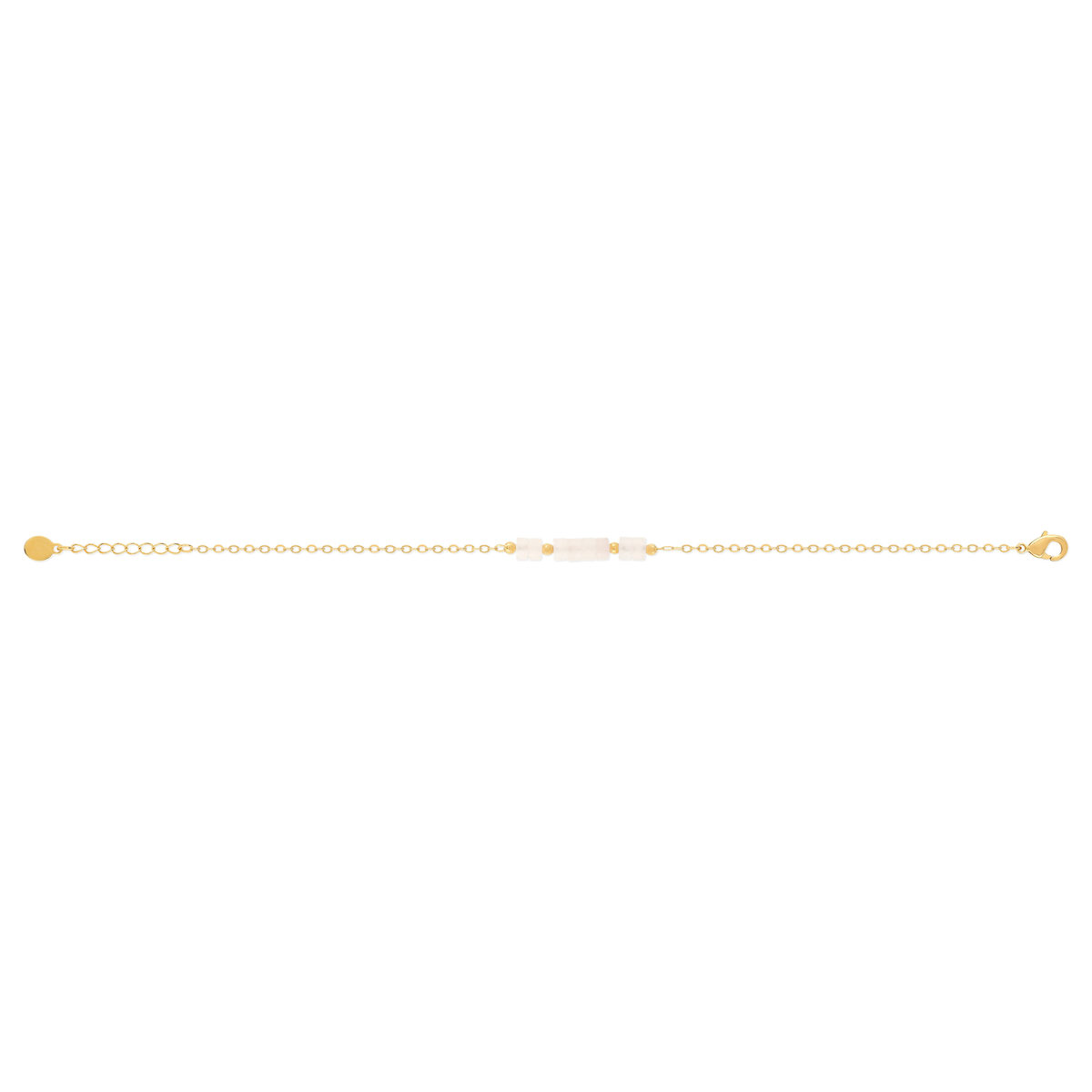 Bracelet plaqué or jaune quartz rose 16 à 18 cm - vue 2