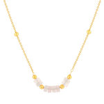 Collier plaqué or jaune quartz rose 42 à 47 cm - vue 1