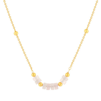 Collier plaqué or jaune quartz rose 42 à 47 cm