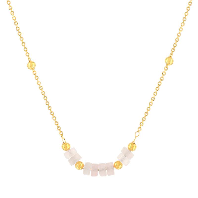 Collier plaqué or jaune quartz rose 42 à 47 cm - vue 1