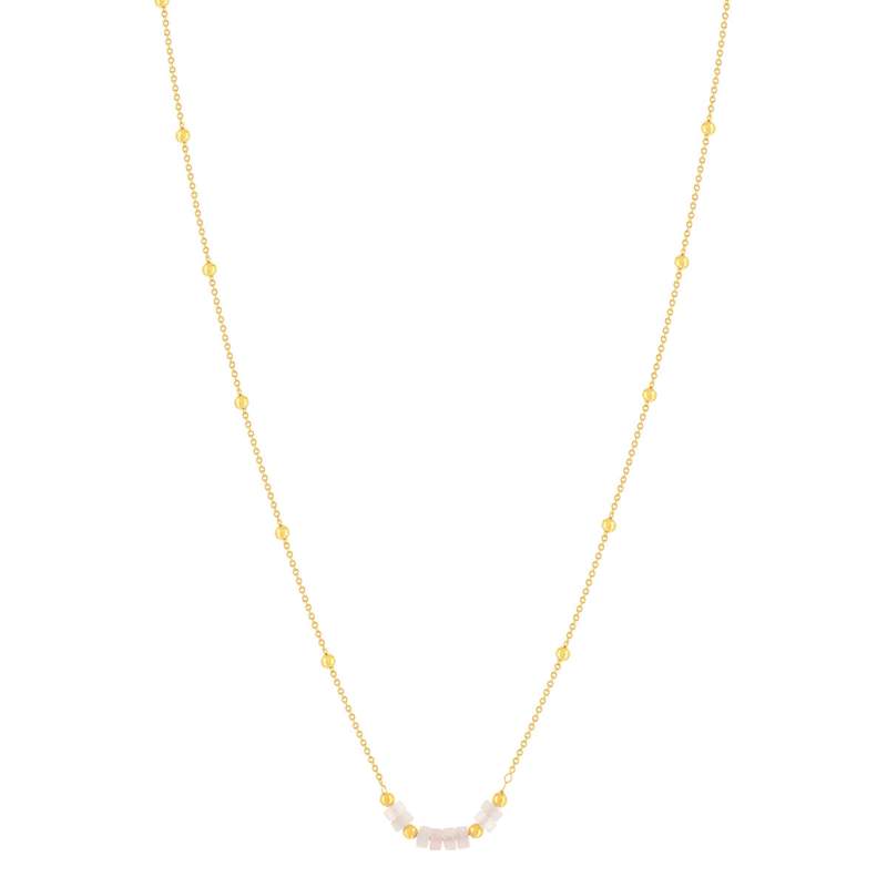 Collier plaqué or jaune quartz rose 42 à 47 cm - vue 2