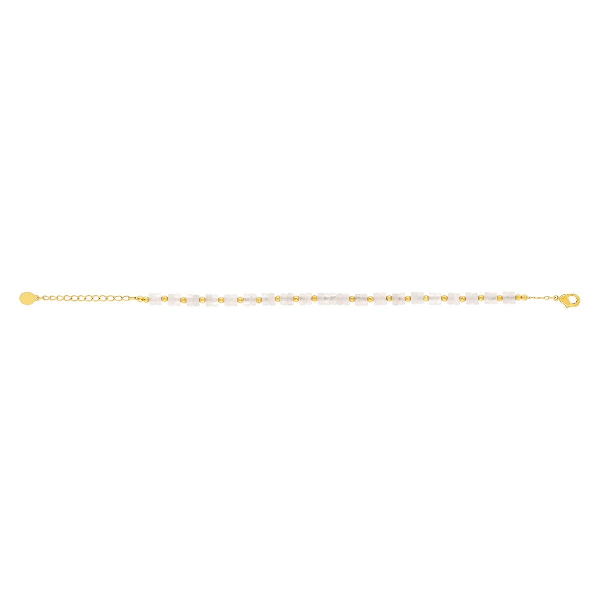 Bracelet plaqué or jaune quartz rose 19.5 cm - vue 2