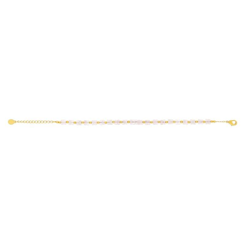 Bracelet plaqué or jaune quartz rose 19.5 cm - vue 2