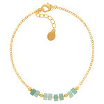 Yellow gold-plated bracelet with green quartzites, 16–18 cm – view 1