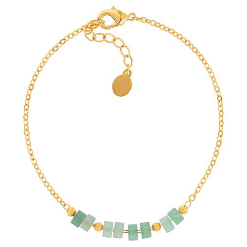 Bracelet plaqué or jaune quartzites verts 16 à 18 cm